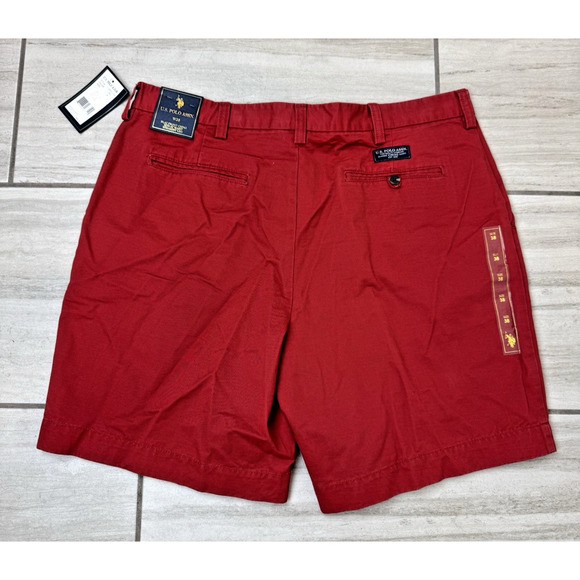 US Polo Assn Men’s Red Flat Front Chino Shorts Size 38 9" Inseam 100% Cotton NWT - Picture 4 of 8